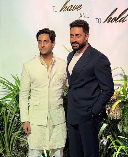 Abhishek Bachchan and Agastya Nanda arrived at Aaliyah Kashyap and Shane Gregoire's wedding reception