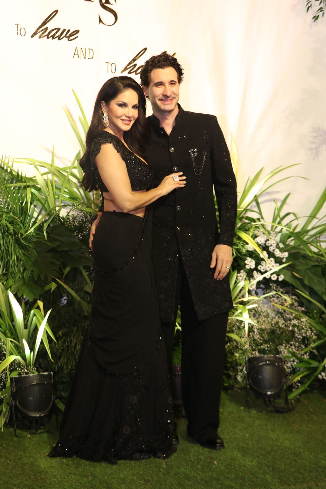 Couple Sunny Leone and Daniel Weber pose for the lens at Aaliyah Kashyap and Shane Gregoire's wedding