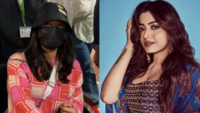 rashmika mandanna, mumbai airport, rashmika, wheelchair; chhaava trailer launch, chhaava, rashmika leg injury, rashmika,