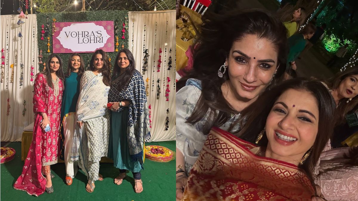 raveena tandon, lohri, bhagyashree, raveena tandon, lohri, lohri celebrations 2025,