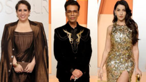 guneet monga, karan johar, nora fatehi, vanity fair oscar party,